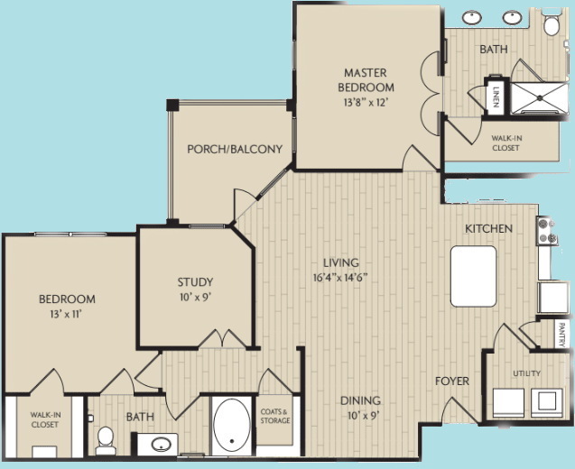 Diagram of Sabine Floor Plan